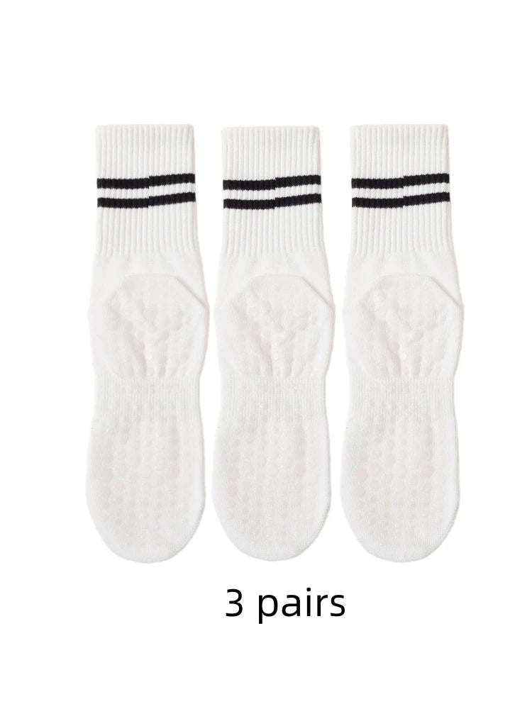 Yoga Grip Socks (Pack of 3)– Medium Length, Pure Cotton & Anti-Slip Design