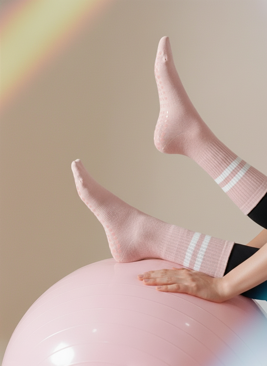 Yoga Grip Socks (Pack of 3)– Medium Length, Pure Cotton & Anti-Slip Design